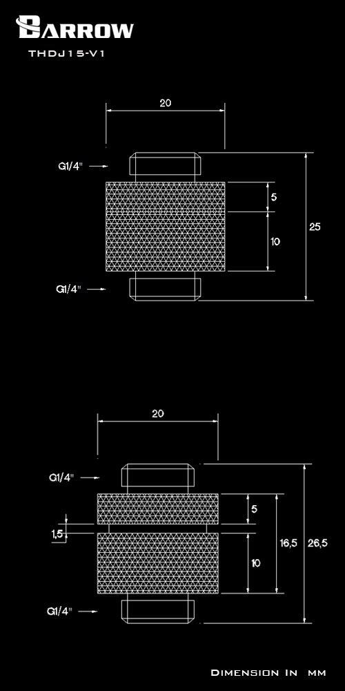 BARROW Minor Adjustment Set - 15mm(Male To Male) Black