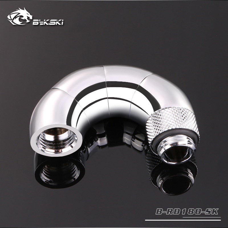 Bykski G1/4 Male to Female 180 Degree Triple Rotary Elbow Fitting - Silver