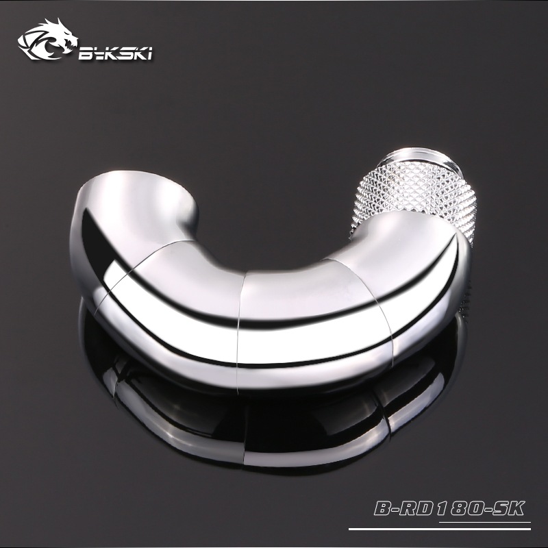 Bykski G1/4 Male to Female 180 Degree Triple Rotary Elbow Fitting - Silver