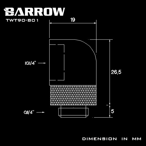 BARROW 90��Rotary Adapter (Male to Female) Black