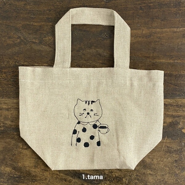 倉敷意匠計画室 sennokotoリネンの刺繍お弁当バッグ ーオリーブ