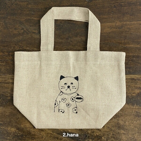 倉敷意匠計画室 sennokotoリネンの刺繍お弁当バッグ ーオリーブ