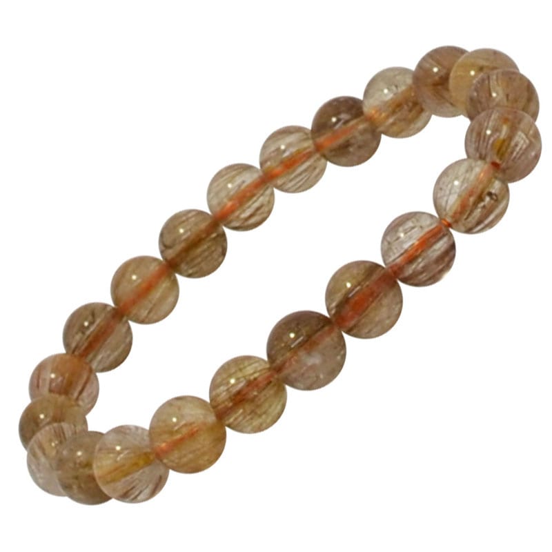 コッパールチルクォーツ/ブラウンルチルクォーツ/銅針ルチルクォーツ<br>ブレスレット<br>Φ9mm<br>金運/財運<br>石ランク/★★★★☆