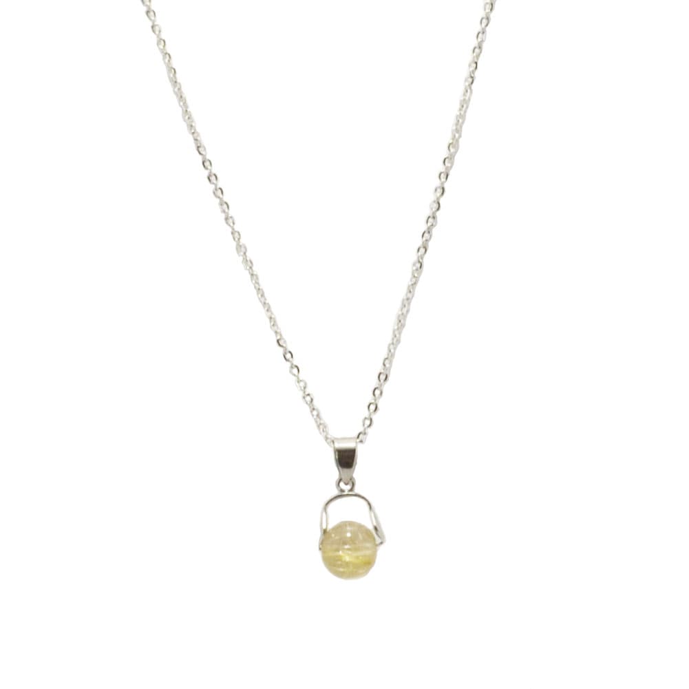 ルチルクオーツ<br>ステンレス製ネックレス<br>Φ8mm<br>金運/財運<br>石ランク/★★★★☆