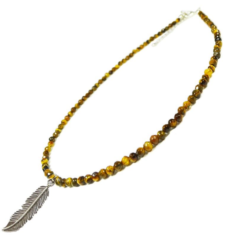 タイガーアイ<br>長さを選べるネックレス <br>Φ3-4mm/チャーム<br>金運/勝負運<br>石ランク/★★★★★