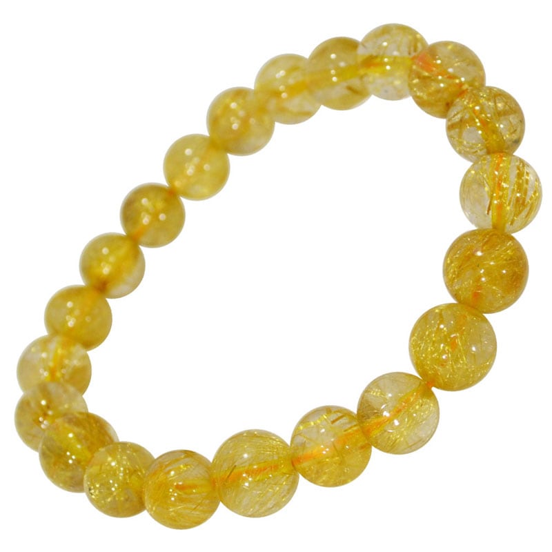 ゴールドルチルクォーツ<br>ブレスレット/一点もの<br>Φ9mm/タイプ4<br>金運/財運<br>石ランク/★★★★☆