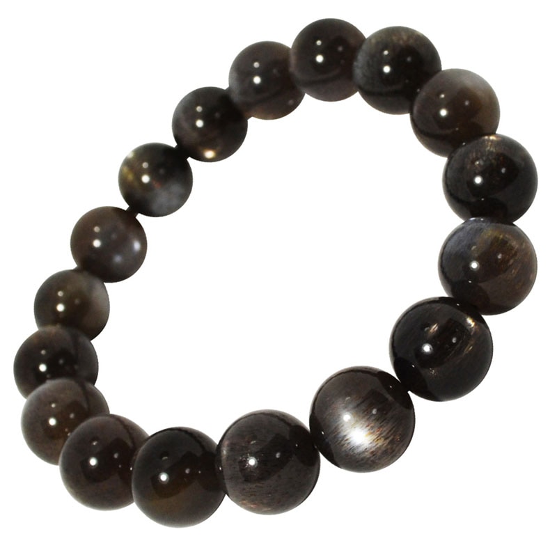 キャッツアイ/ブラックサンストーン<br>ブレスレット<br>Φ12mm<br>直観力/プラス思考/心身成就/縁結び<br>石ランク/★★★★★