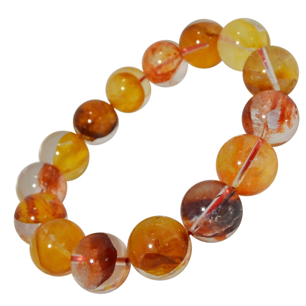 ライモナイトインクォーツ<br>ブレスレット/一点もの/鑑別書付<br>Φ14mm<br>トラウマ解消/やる気/道の先導<br>石ランク/★★★★★