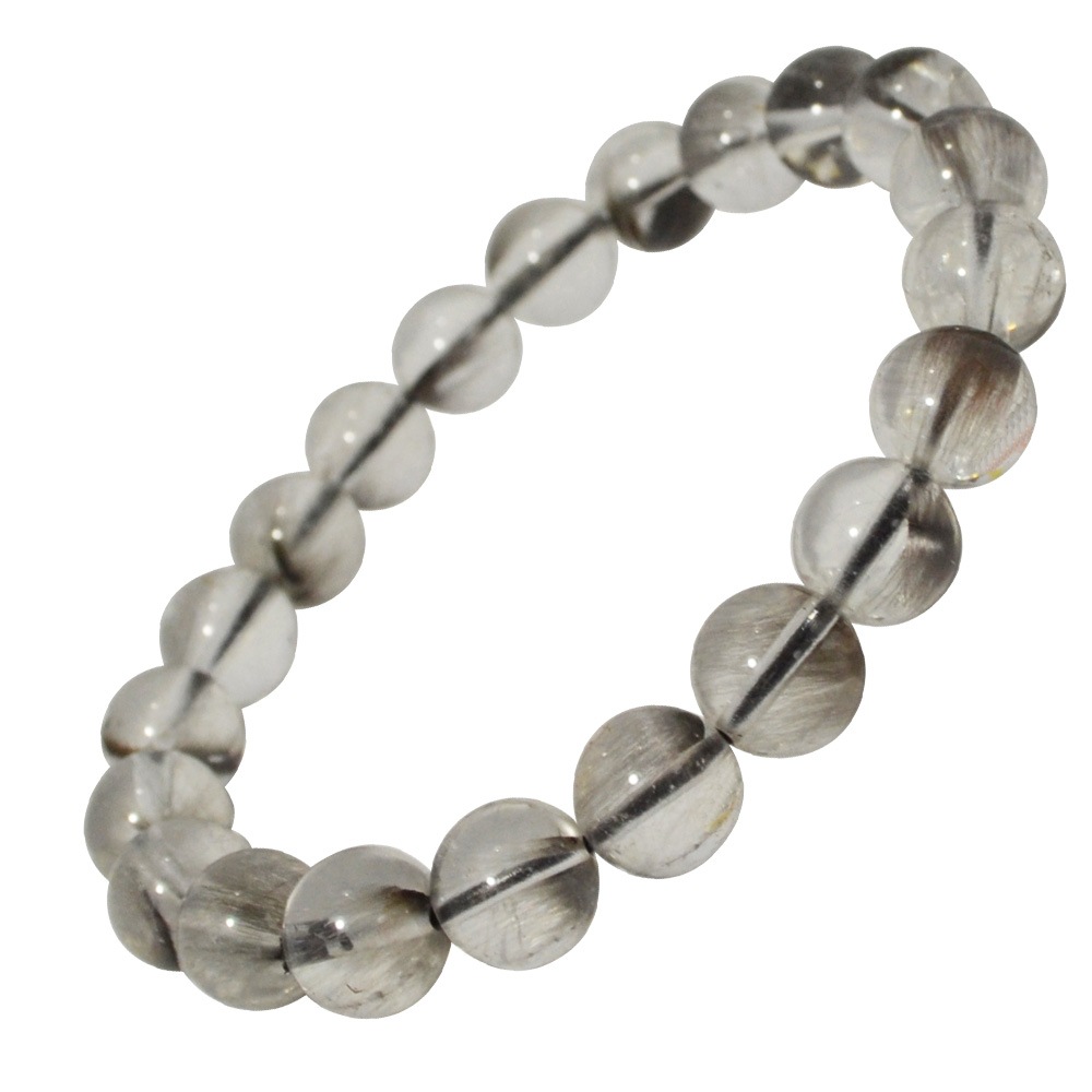 プラチナルチルクォーツ<br>ブレスレット<br>Φ8mm<br>金運/財運<br>石ランク/★★★☆☆