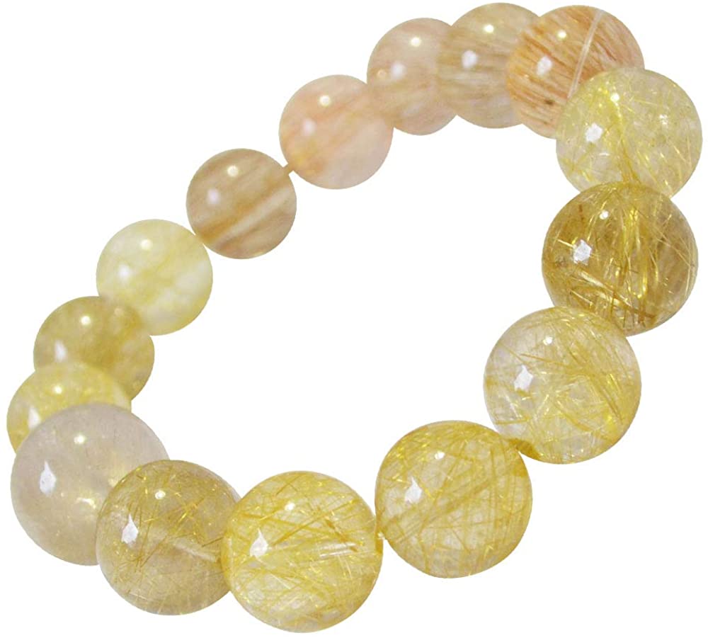 ルチルクォーツ<br>ブレスレット/一点もの<br>Φ13mm<br>金運/財運<br>石ランク/★★★★☆