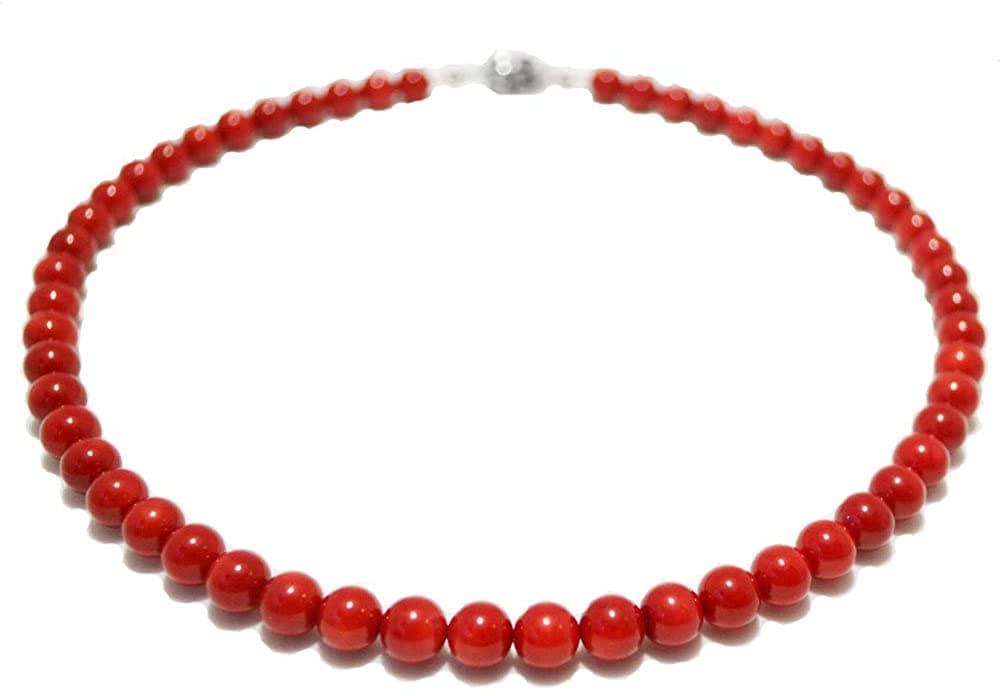 天然珊瑚<br>ネックレス/沖縄産<br>Φ8mm<br>癒し/成長/恋愛運<br>石ランク/★★★★☆