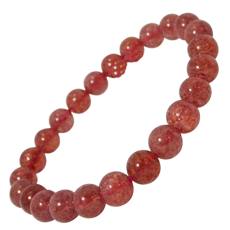 ストロベリークォーツ<br>ブレスレット<br>Φ7-10mm<br>愛情運/結婚/良縁<br>石ランク/★★★★★