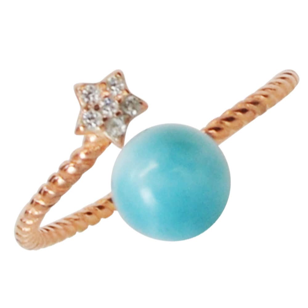 ラリマー<br>silver925製リング<br> フリーサイズ タイプB<br>癒し/対人<br>★★★★★