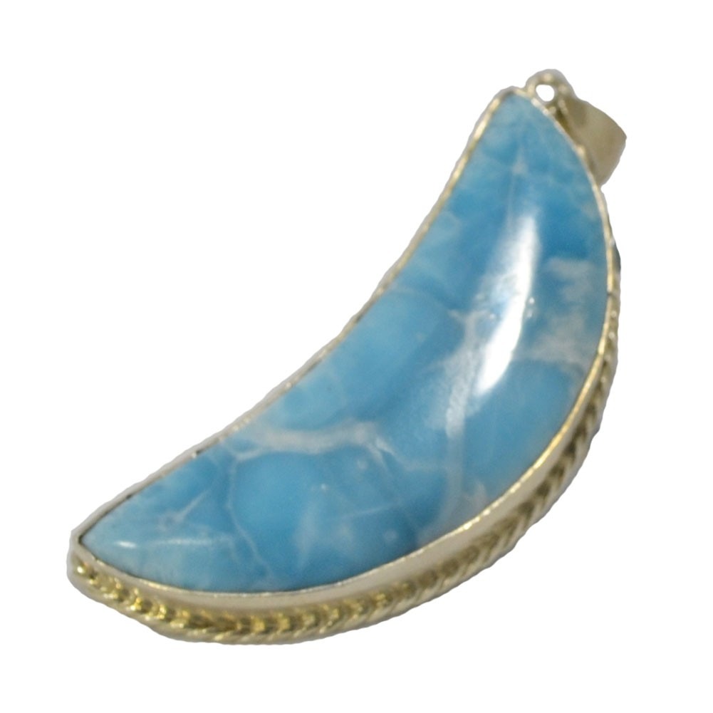 ラリマー<br>シルバー925製ネックレストップ/ペンダント<br>三日月/ムーン<br>癒し/対人<br>石ランク/★★★★★