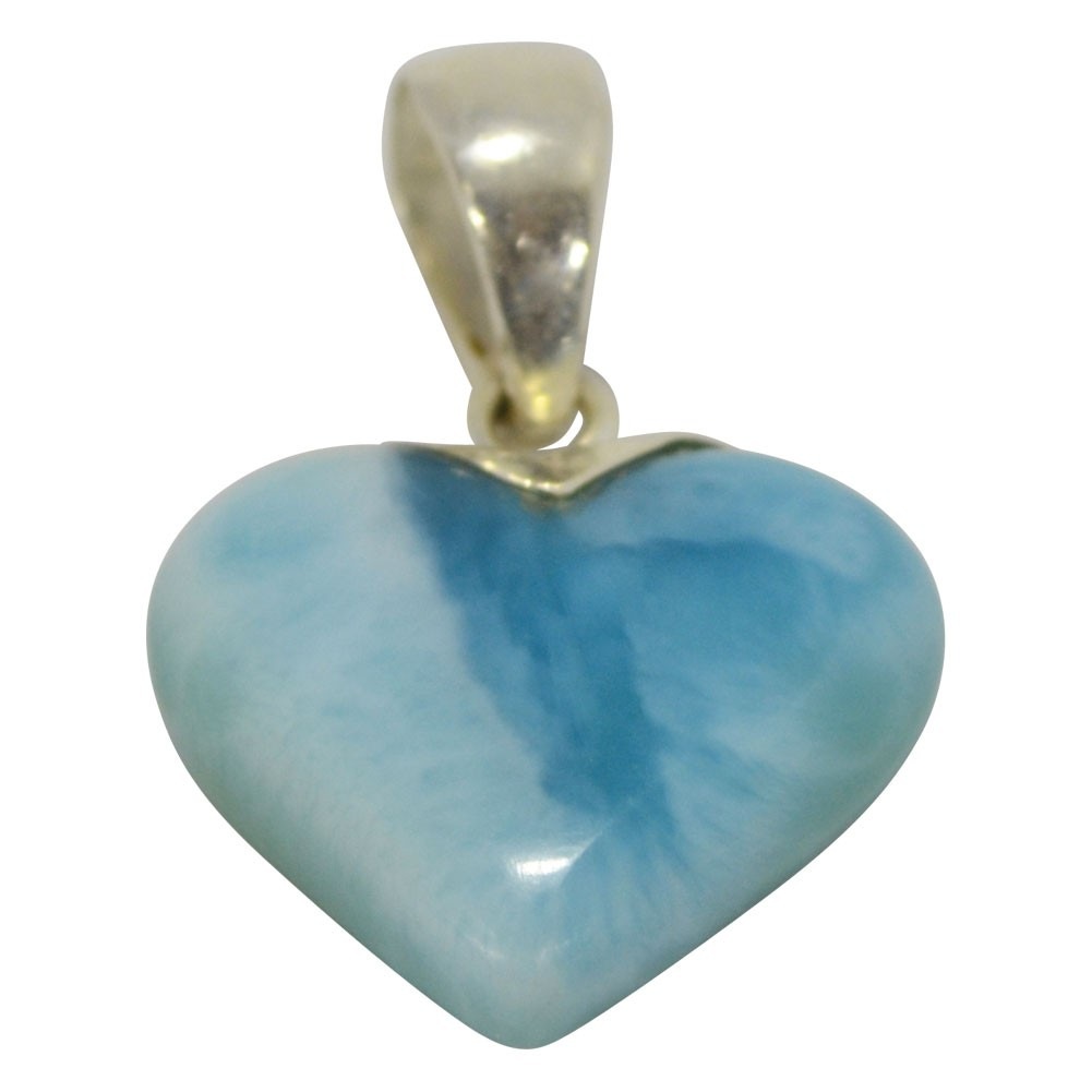 ラリマー<br>シルバー925製ネックレス/ペンダントトップ<br>ハート型<br>癒し/対人<br>石ランク/★★★★☆