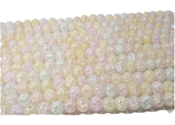 クラック水晶/マルチカラー<br>一連売り<br>Φ10mm<br>浄化/純粋/無垢<br>石ランク/★★★☆☆