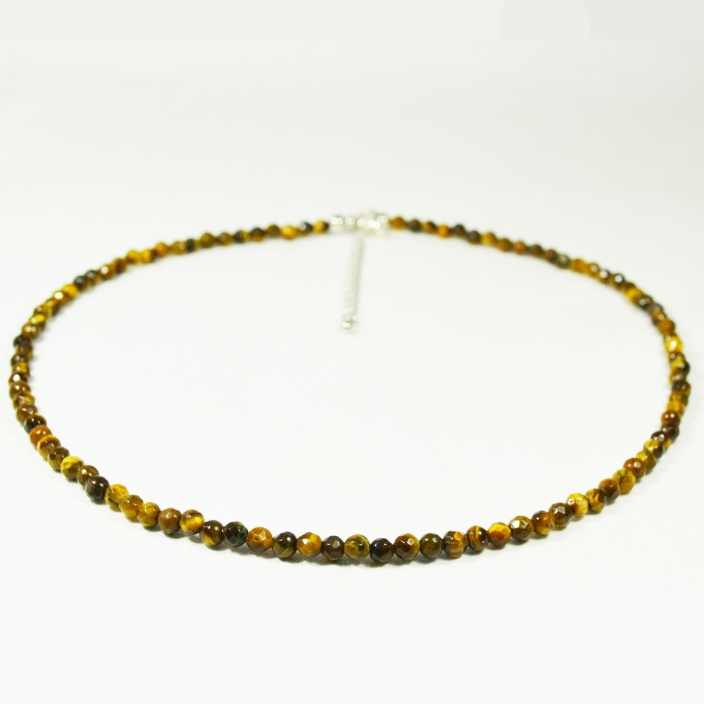 タイガーアイ<br>長さを選べるネックレス<br>Φ4mm/スピネルカット<br>金運/勝負運/ビジネスチャンス<br>石ランク/★★★★☆