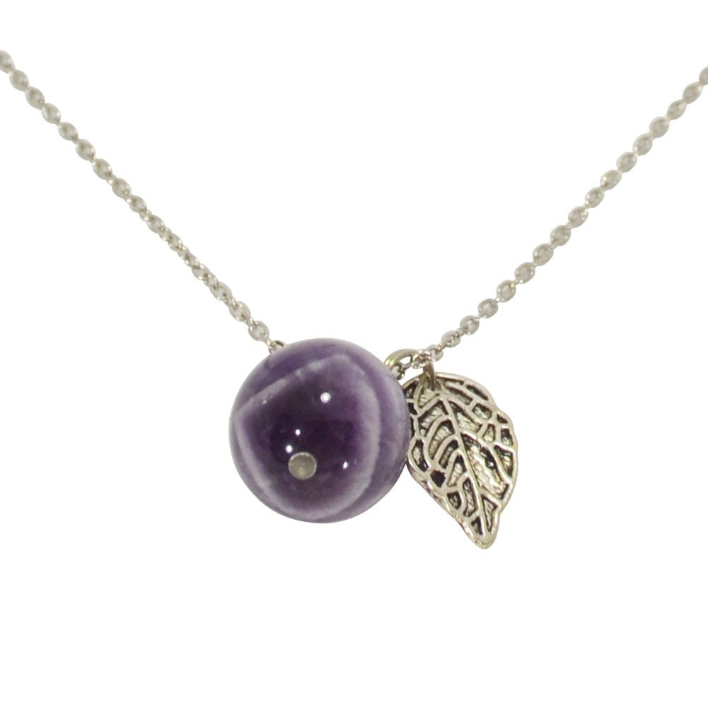 ケープアメジスト<br>長さを選べるネックレス/ステンレス/鑑別済み<br>Φ13mm<br>精神安定/調和/調整<br>石ランク/★★★☆☆