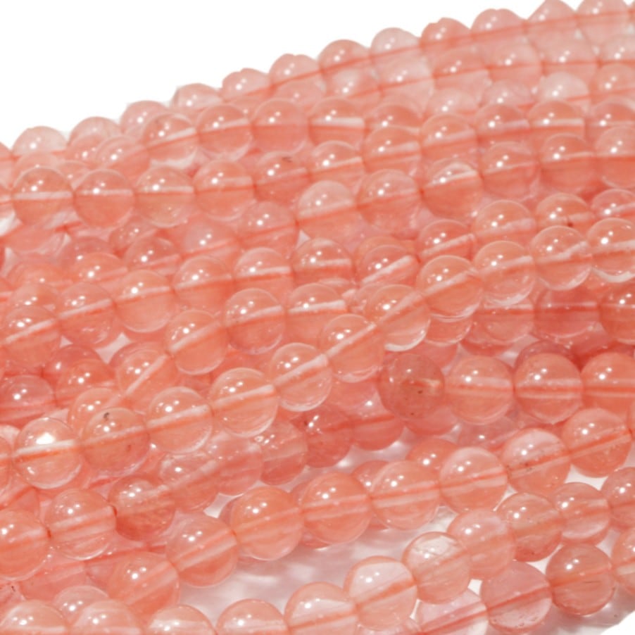 チェリークオーツ<br>一連売り/Φ6mm<br>愛情運/結婚/良縁<br>石ランク/★★☆☆☆