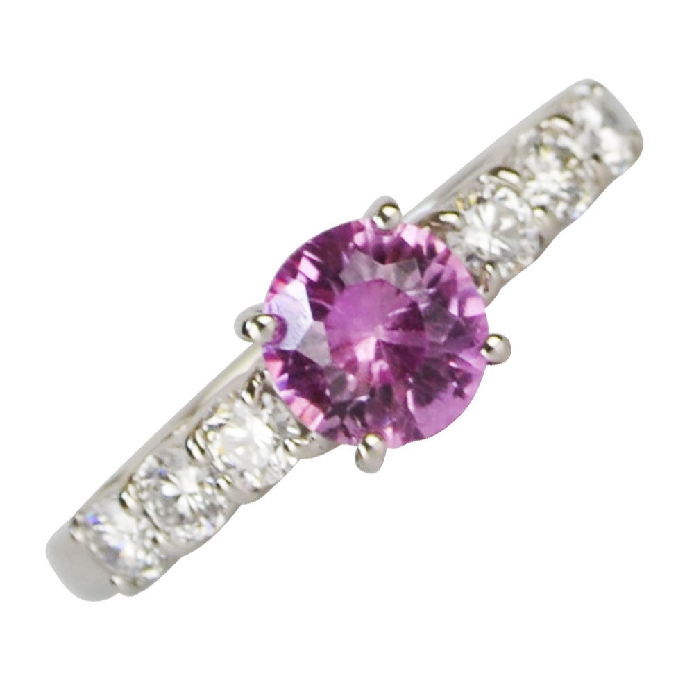 ピンクトパーズ/ダイヤモンド<br>プラチナリング<br>精神安定/リラックス<br>プラチナ900/PT900<br>石ランク/★★★★☆