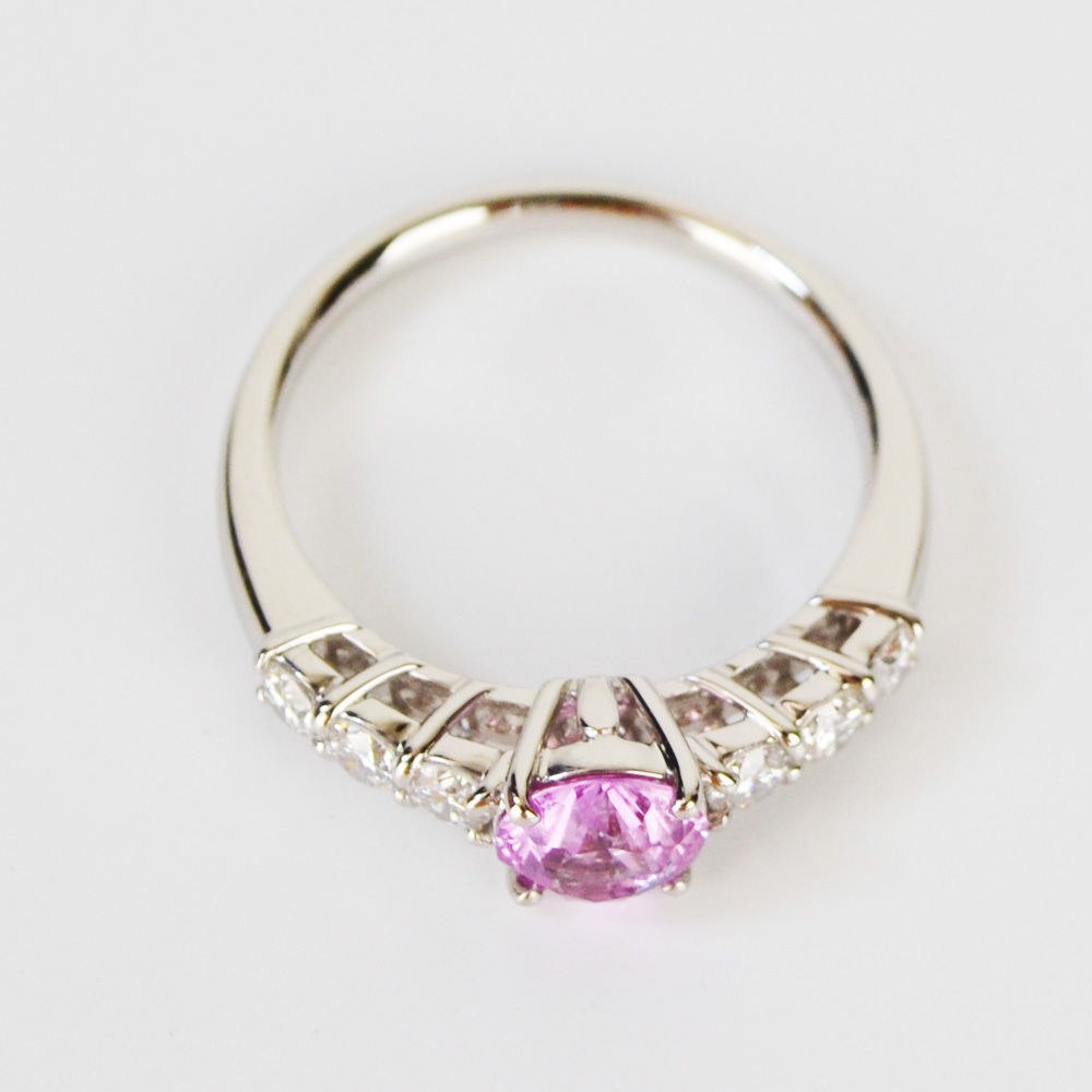 ピンクトパーズ/ダイヤモンド<br>プラチナリング<br>精神安定/リラックス<br>プラチナ900/PT900<br>石ランク/★★★★☆