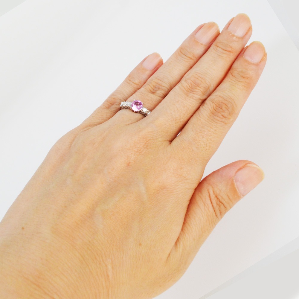 ピンクトパーズ/ダイヤモンド<br>プラチナリング<br>精神安定/リラックス<br>プラチナ900/PT900<br>石ランク/★★★★☆