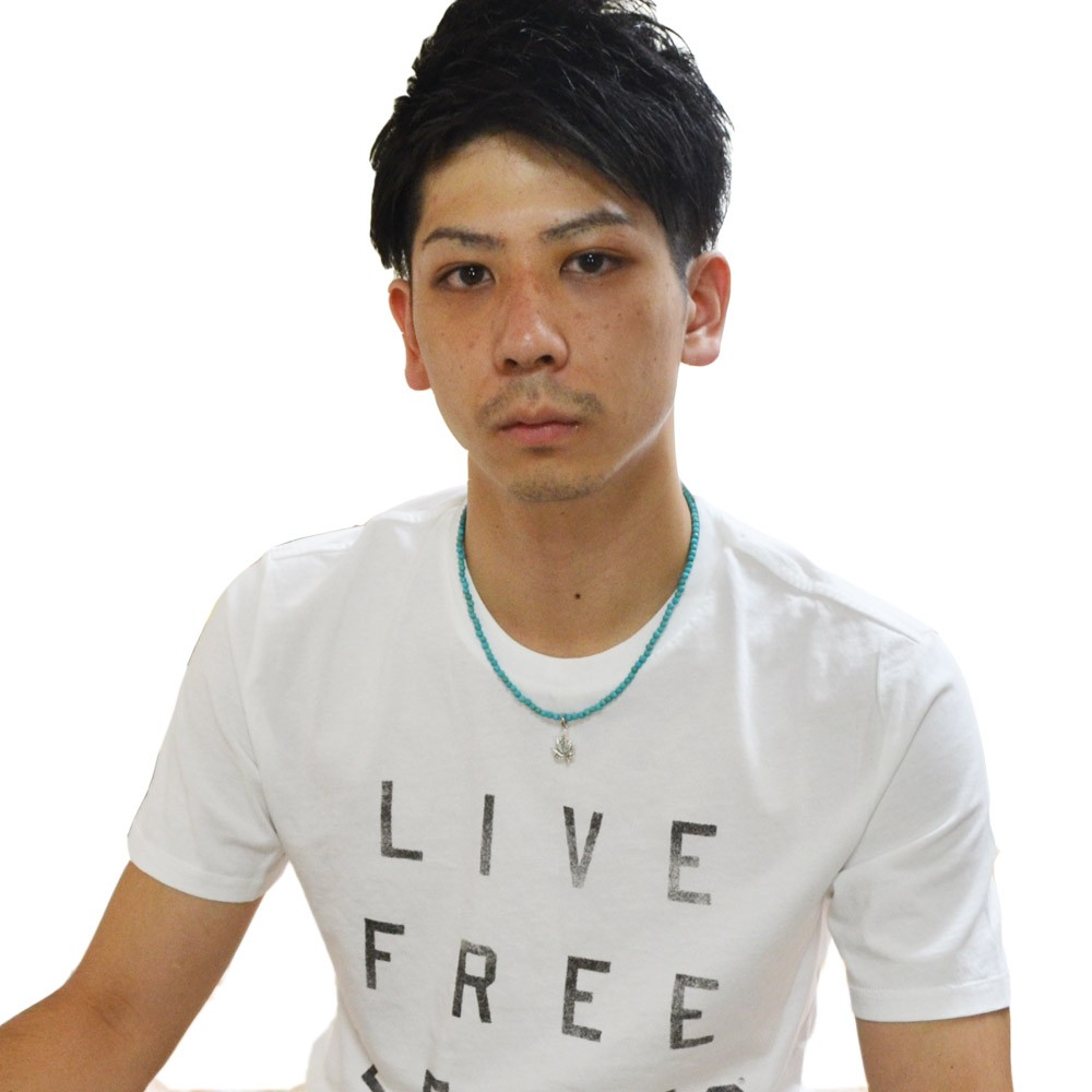 ターコイズ<br>ネックレス/スピネルカット/選べる長さ＆チャーム<br>Φ4mm<br>成功/繁栄/健康<br>石ランク/★★★☆☆