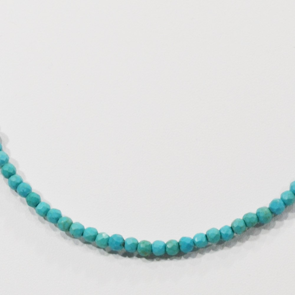 ターコイズ<br>ネックレス/スピネルカット/選べる長さ＆チャーム<br>Φ4mm<br>成功/繁栄/健康<br>石ランク/★★★☆☆