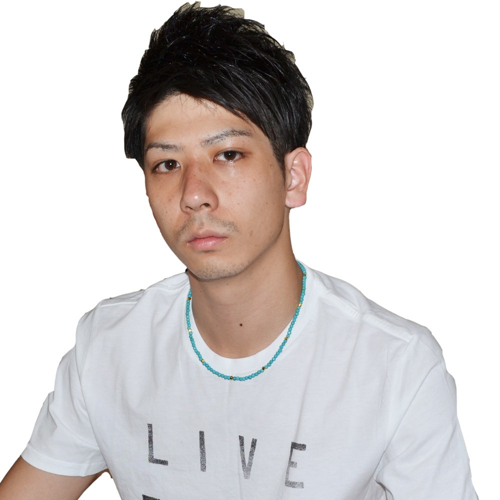 ターコイズ<br>ネックレス/スピネルカット/選べる長さ＆チャーム<br>Φ4mm<br>成功/繁栄/健康<br>石ランク/★★★☆☆