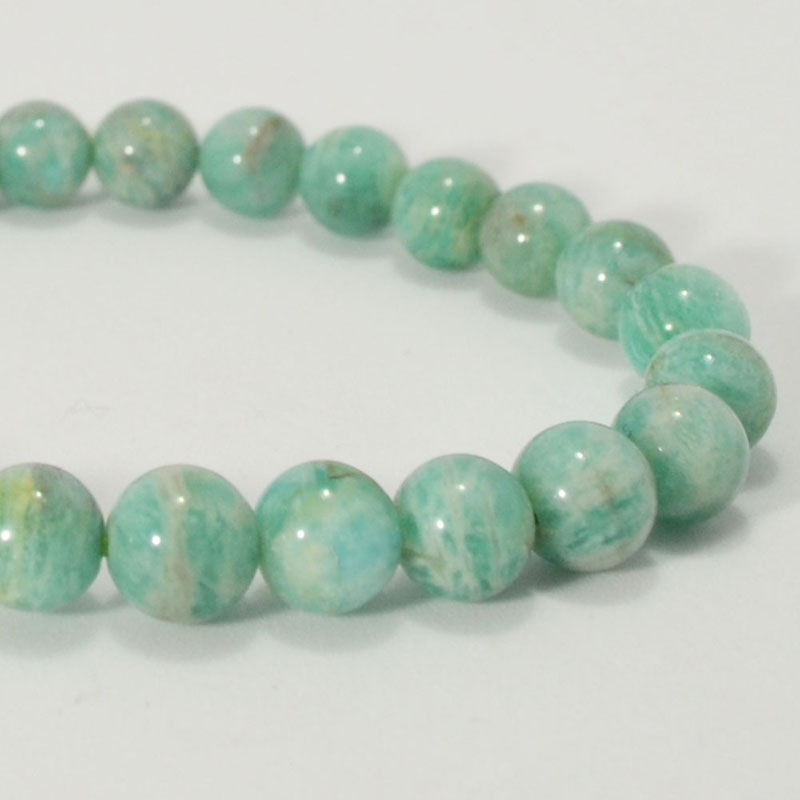 アマゾナイト<br>ブレスレット/タンザニア産<br>Φ7mm<br>癒し/ストレス軽減<br>石ランク/★★☆☆☆