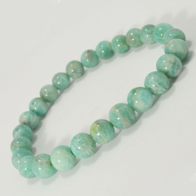 アマゾナイト<br>ブレスレット/タンザニア産<br>Φ7mm<br>癒し/ストレス軽減<br>石ランク/★★☆☆☆