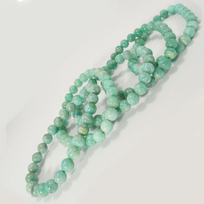 アマゾナイト<br>ブレスレット/タンザニア産<br>Φ7mm<br>癒し/ストレス軽減<br>石ランク/★★☆☆☆