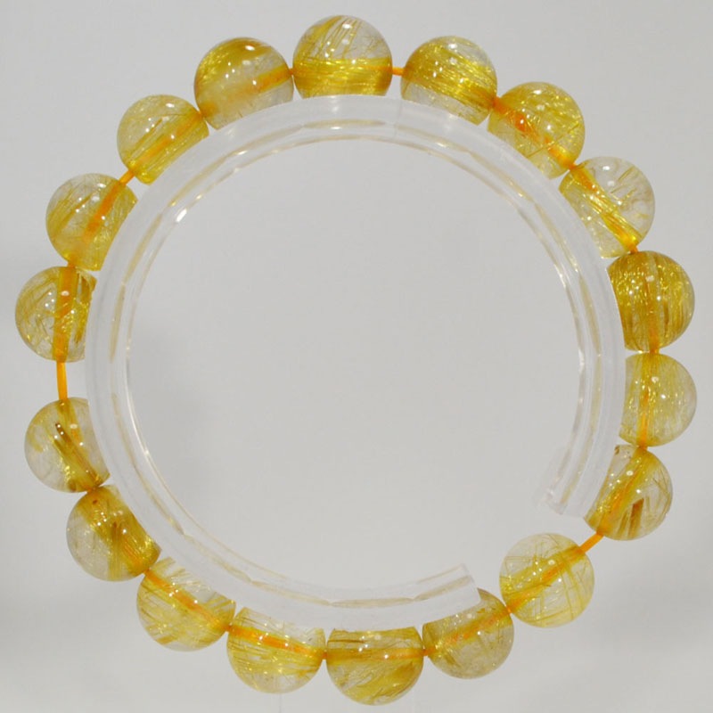 ゴールドルチルクォーツ<br>ブレスレット/一点もの<br>Φ11mm/タイプ1<br>金運/財運<br>石ランク/★★★★☆