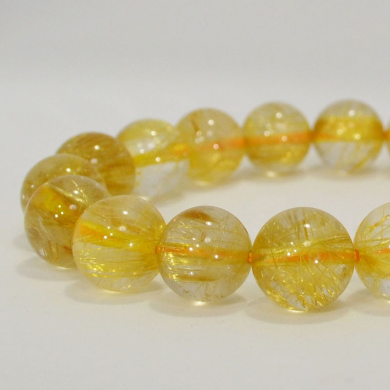 ゴールドルチルクォーツ<br>ブレスレット/一点もの<br>Φ11mm/タイプ1<br>金運/財運<br>石ランク/★★★★☆