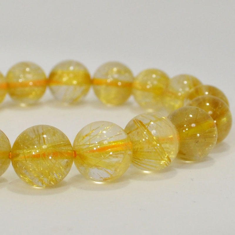 ゴールドルチルクォーツ<br>ブレスレット/一点もの<br>Φ11mm/タイプ1<br>金運/財運<br>石ランク/★★★★☆