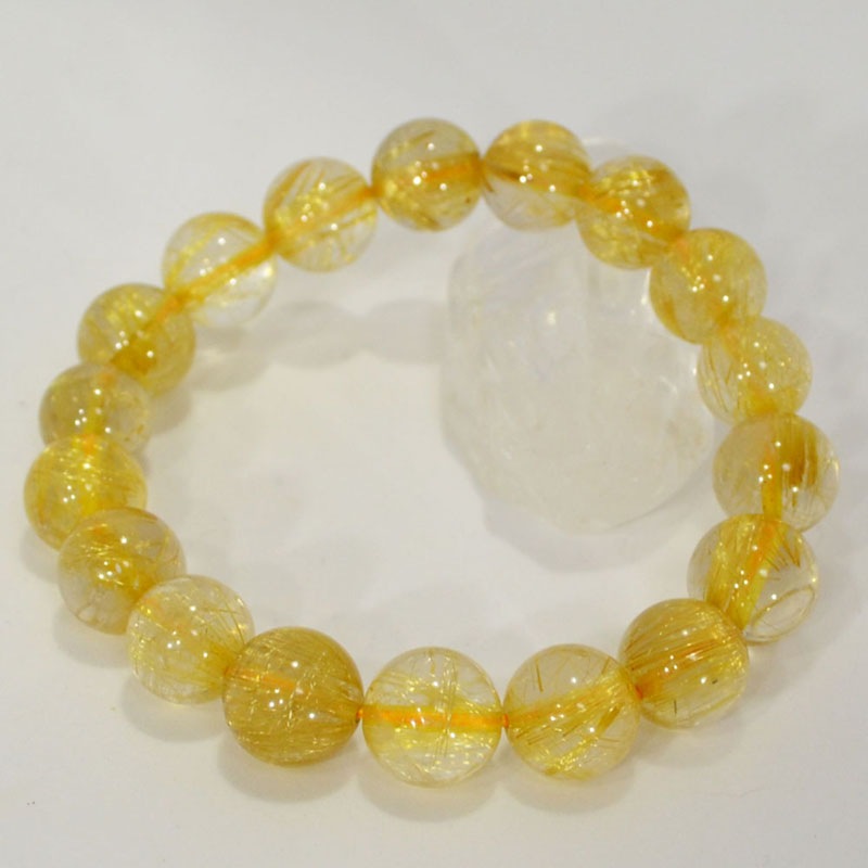 ゴールドルチルクォーツ<br>ブレスレット/一点もの<br>Φ11mm/タイプ1<br>金運/財運<br>石ランク/★★★★☆