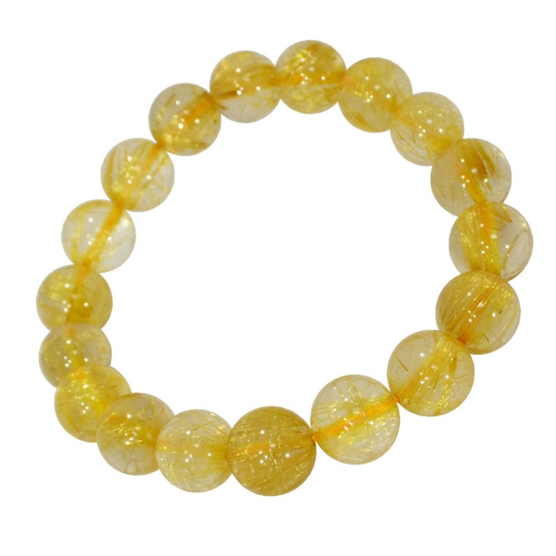 ゴールドルチルクォーツ<br>ブレスレット/一点もの<br>Φ11mm/タイプ1<br>金運/財運<br>石ランク/★★★★☆