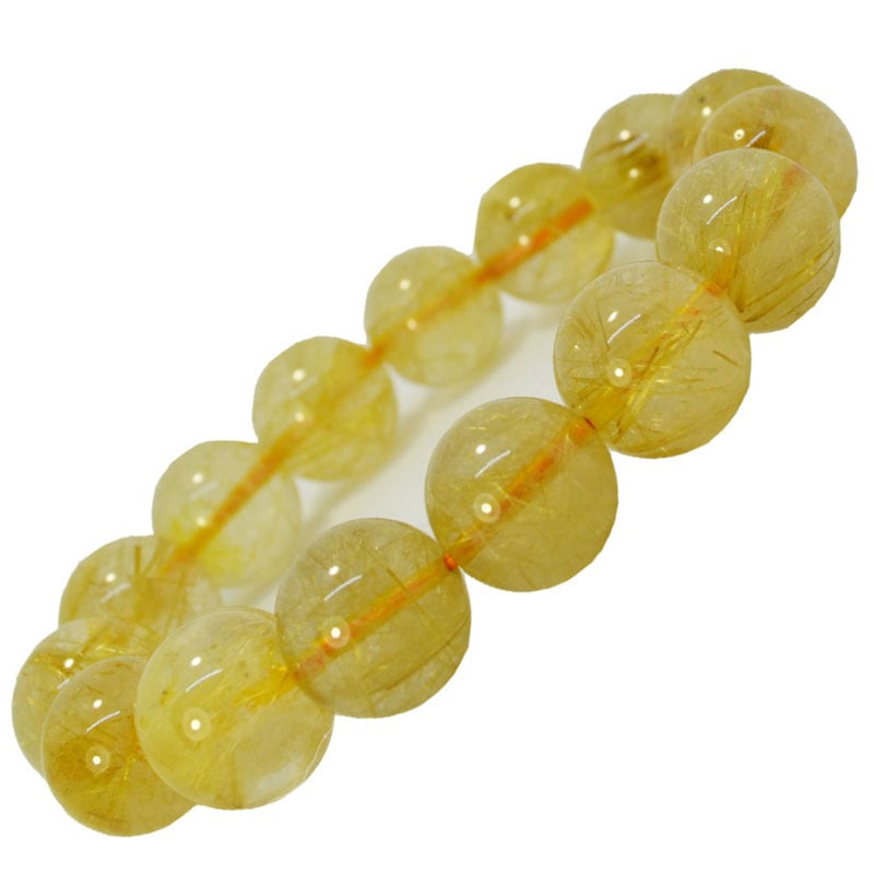 ゴールドルチルクオーツ<br>ブレスレット/一点もの<br>Φ15mm<br>金運/財運<br>石ランク/★★★★☆