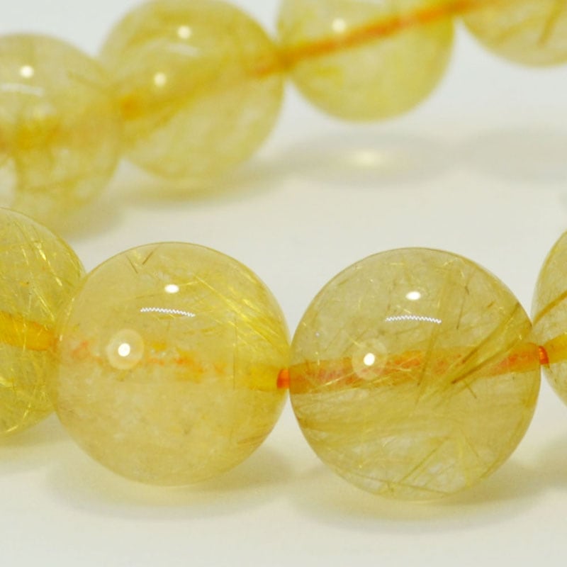 ゴールドルチルクオーツ<br>ブレスレット/一点もの<br>Φ15mm<br>金運/財運<br>石ランク/★★★★☆