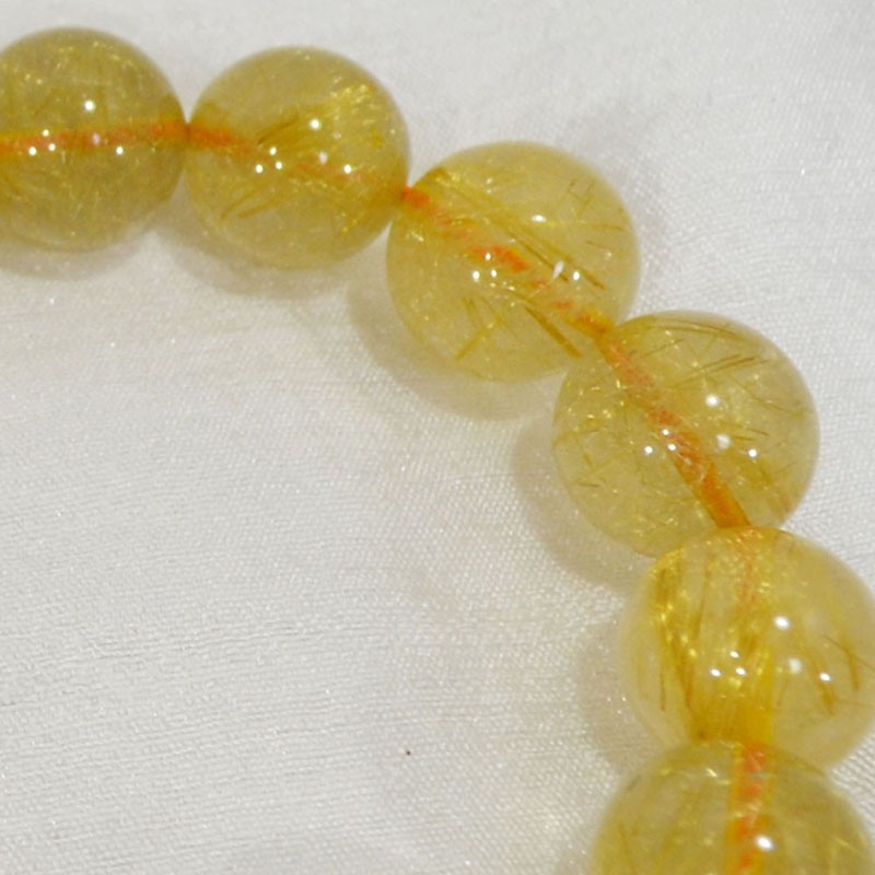 ゴールドルチルクオーツ<br>ブレスレット/一点もの<br>Φ15mm<br>金運/財運<br>石ランク/★★★★☆