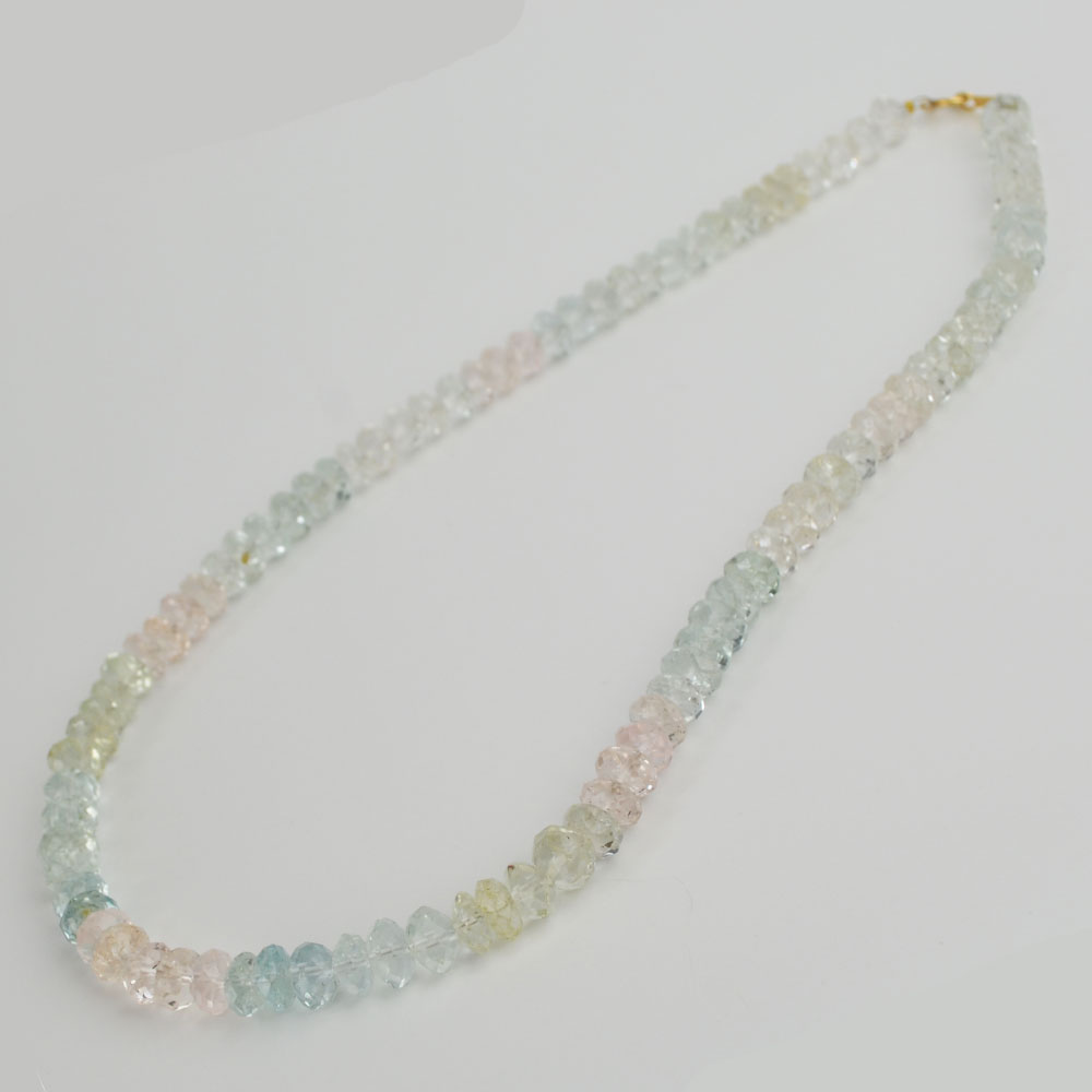 アクアマリン　モルガナイト　ゴシェナイト<br>ネックレス<br>Φ7-8mm<br>愛情/冷静/幸福/知性/結婚<br>石ランク/★★★★☆