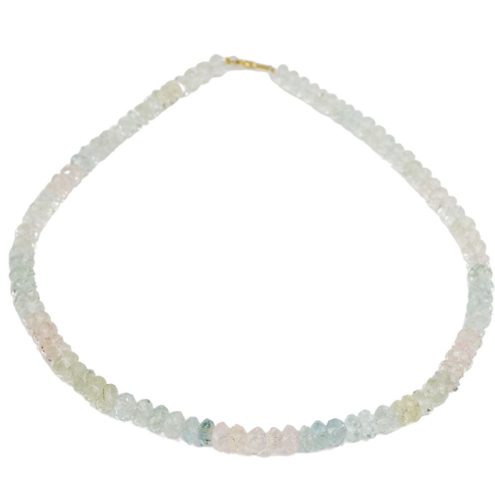 アクアマリン　モルガナイト　ゴシェナイト<br>ネックレス<br>Φ7-8mm<br>愛情/冷静/幸福/知性/結婚<br>石ランク/★★★★☆
