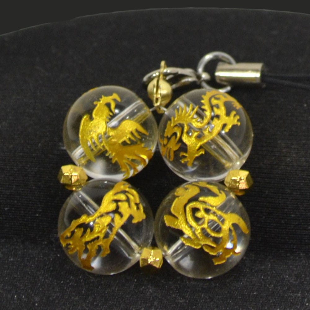 水晶/クリスタル<br>四神獣キーホルダー<br>Φ14mm<br>風水/開運/商売繁盛<br>石ランク/★★★☆☆