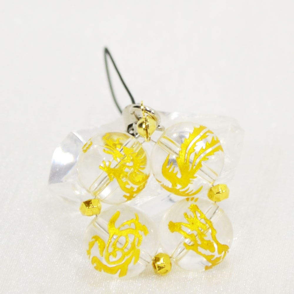 水晶/クリスタル<br>四神獣キーホルダー<br>Φ14mm<br>風水/開運/商売繁盛<br>石ランク/★★★☆☆