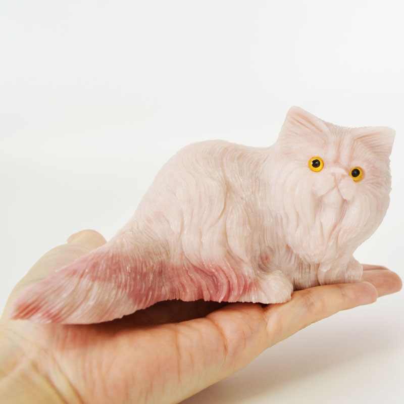 ピンクオパール<br>彫刻/置物<br>猫/風水<br>恋愛/幸運<br>石ランク/★★★★★