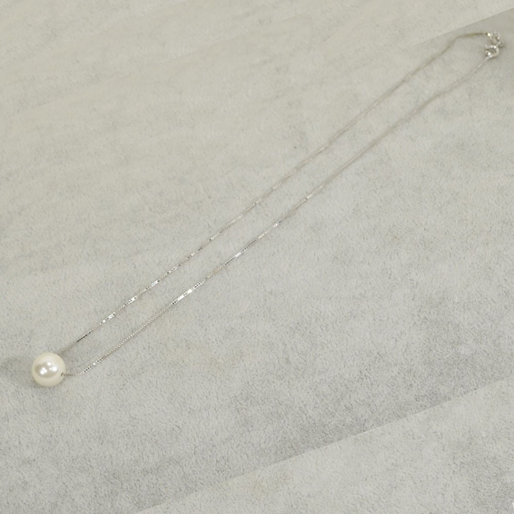 人工パール/真珠<br>SILVER925製ネックレス<br>Φ8mm/一粒本真珠<br>石ランク/★★★☆☆