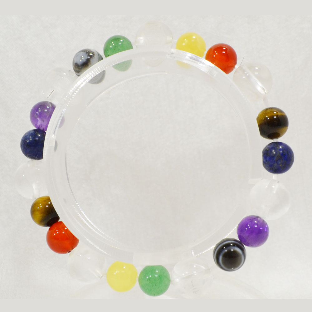 七色厄除七福神<br>ブレスレット<br>Φ8mm<br>還暦祝い/長寿祝い/厄年/魔除け<br>石ランク/★★★☆☆