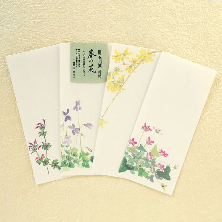 【和紙封筒】肌吉封筒　春の花　長4封筒　4枚