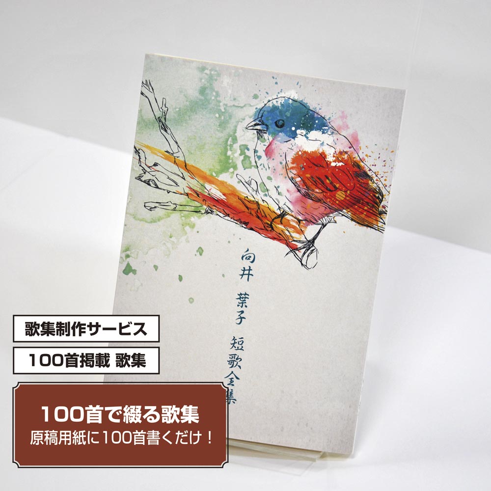 100首で短歌集　カバー付き文庫本タイプ＜100首掲載歌集、2首立/ページ、デザインパターン54＞