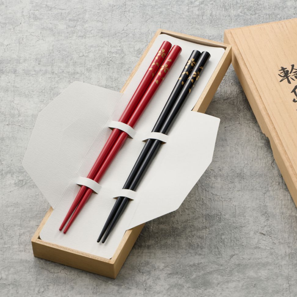 【輪島塗】蒔絵箸（桜吹雪）　